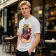 Olive T-Shirt with Cartoon Crocodile Eating Snack Graphic