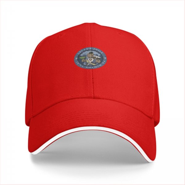 Black Baseball Cap With Circular Graphic Emblem
