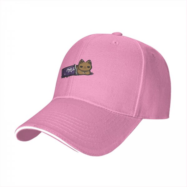 Black baseball cap with chocolate cat graphic design