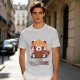 Olive T-Shirt with Cute Red Panda and I Just Don't Care Print
