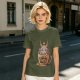 Olive t-shirt with cute Baphomet coffee magic print
