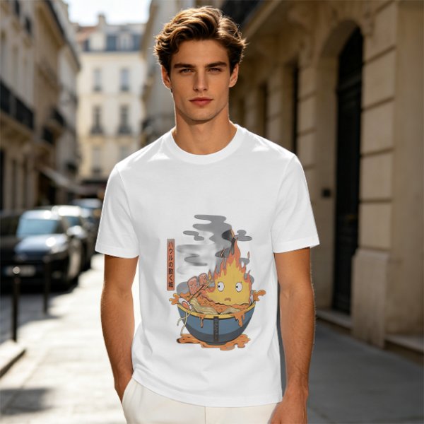 Howl's Moving Castle Calcifer Ramen Graphic T-Shirt