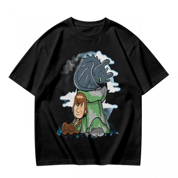 Olive T-Shirt Featuring Hiccup and Toothless from How to Train Your Dragon