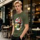 Olive T-shirt with Panda Warrior Riding Mythical Horse Graphic