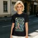 Olive T-shirt with Starry Night Style He-Man vs Skeletor Art