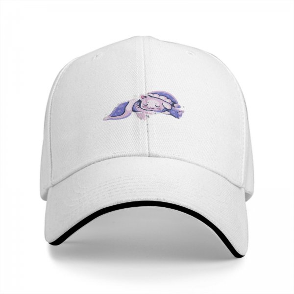 Black baseball cap with a sleeping cute cat graphic