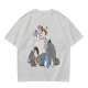 Olive T-shirt with whimsical forest spirit and children graphic print