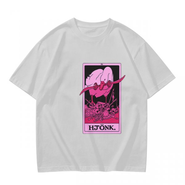 Olive T-Shirt With Tarot Card Style Goose Print HJÖNK
