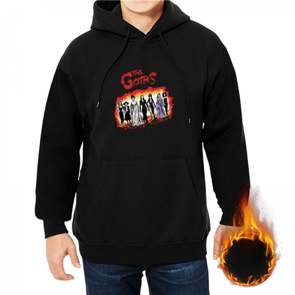 Black hoodie with gothic women group graphic print