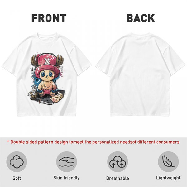Olive T-shirt with One Piece Tony Tony Chopper Graphic Print