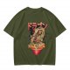 Olive T-Shirt with Japanese Ramen Dragon Graphic Print