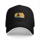 Black Baseball Cap with Cat and Shiba Inu Graphic Print