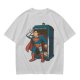 Olive T-shirt with Superman emerging from TARDIS police box graphic