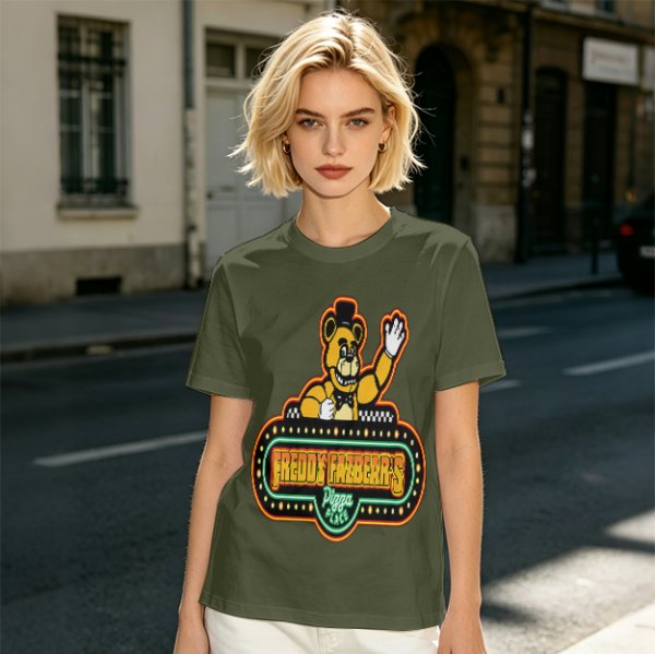 Freddy Fazbear's Pizza Place Graphic Olive T-Shirt