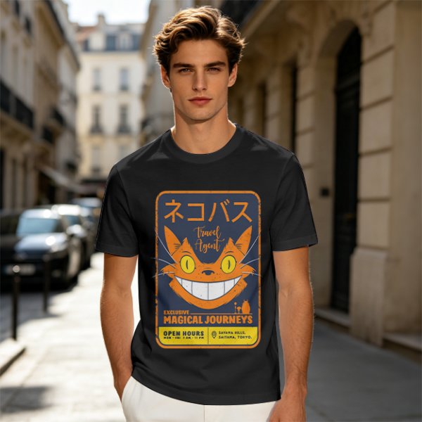 Magical Cat Bus Travel Agent Graphic T-Shirt Design