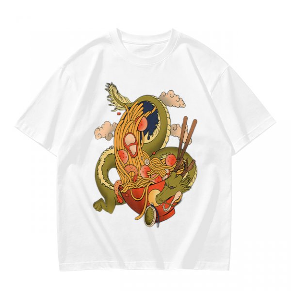 Olive T-Shirt With Japanese Ramen Dragon Artwork
