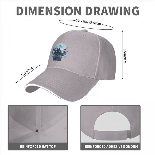 Black baseball cap with bat and full moon gothic graphic