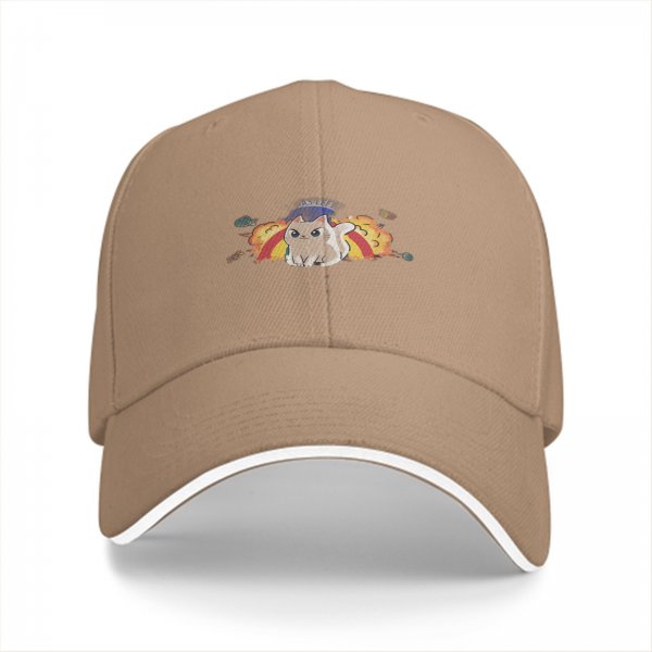 Black baseball cap with angry cat in explosion graphic