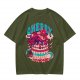 Olive T-shirt with Cherry Surf Cupcake Beach Graphic Print