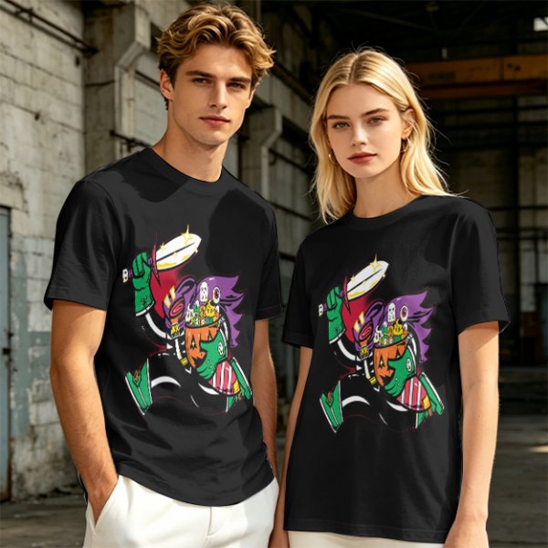Olive T-shirt with Halloween Jack-o'-lantern Warrior Graphic
