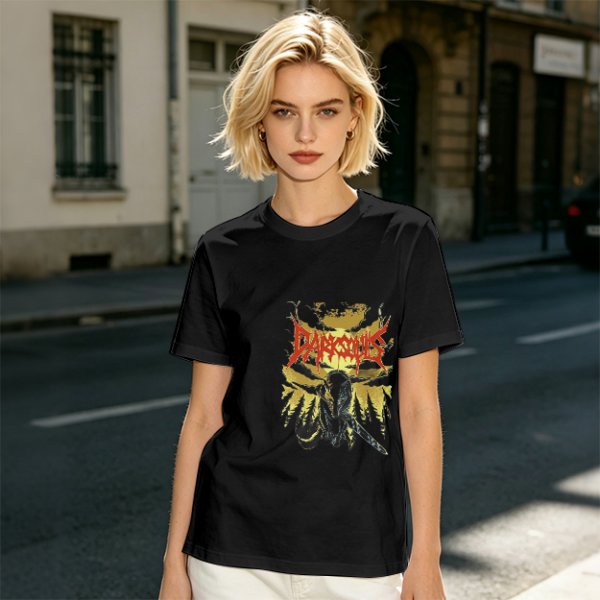 Olive graphic t-shirt with Dark Souls metal-style print