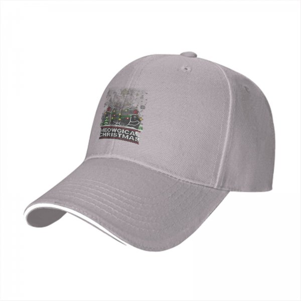 Black baseball cap with Meowgical Christmas cat holiday print