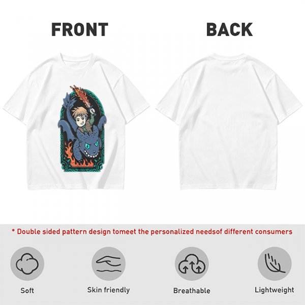 Olive T-shirt with How to Train Your Dragon Toothless and Hiccup Print