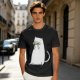 Olive T-Shirt With White Cat Playing Harmonica Graphic