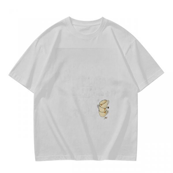 Olive Green Oversized T-Shirt With Stacked Teacup Graphic