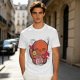 Olive Green T-Shirt With Cute Orange Cat Drinking Cocktail Graphic