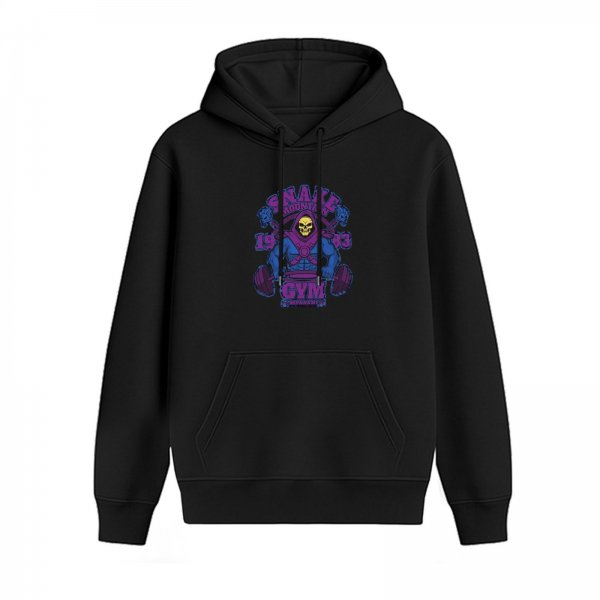 Black hoodie with Skeletor Snake Mountain Gym 1983 graphic