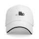 Black baseball cap with minimalist grey cat graphic