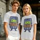 Olive T-Shirt Featuring a Retro Mobile Phone Holding a Never Forget Sign