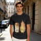 Olive T-Shirt With Cute Roasted Marshmallow And Fire Graphic