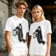 Olive Green T-Shirt With Cartoon Crow Holding Coffee Mug Print