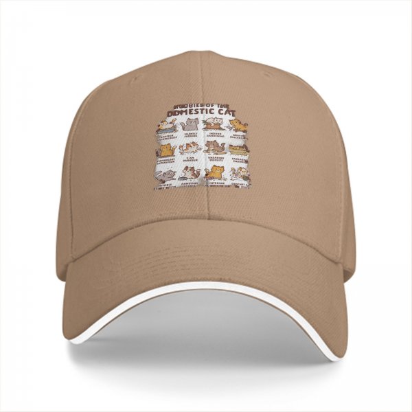 Black Baseball Cap With Domestic Cat Behavior Illustrations