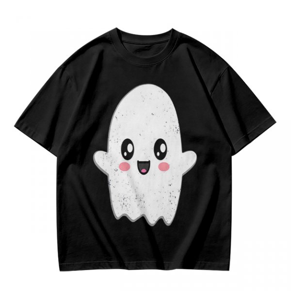Olive T-shirt with Cute Kawaii Ghost Graphic Print
