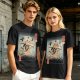 Samurai Cat Fighting Ninjas Ukiyo-e Style Graphic T-Shirt