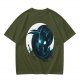 Olive T-Shirt With Glowing Dark Dragon Moon Print
