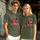 Olive T-Shirt with Retro Cartoon Gas Can 'Aged Like Fine' Print