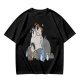 Olive T-shirt with whimsical forest spirit and children graphic print