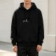 Black graphic print hoodie with casual streetwear style