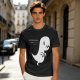 Olive T-Shirt With Cute Running Ghost Dinosaur Graphic Print