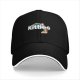 Black baseball cap with kitties and rainbow graphic