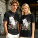 Olive T-Shirt Featuring Cute Fantasy Creature and Floral Art