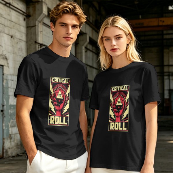 Olive Green T-Shirt With Critical Roll D20 Graphic