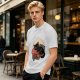 Olive T-Shirt with Relaxed Black Cat Gaming Snack Print