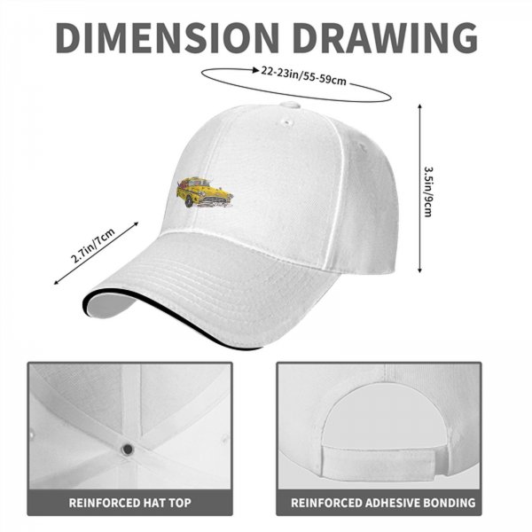 Black Baseball Cap With Vintage Yellow Taxi Print