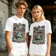 Olive green t-shirt featuring The Goblin King tarot-style artwork