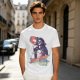 Olive Graphic T-Shirt with Muscular Figure Holding Red Device and Night Watch Text